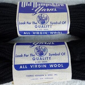 Vintage Old Hampshire Yarns‎ All Virgin Wool Black 2 Skeins Knitting Crochet USA